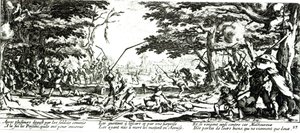 A parasztok bosszúja, „A háború nyomorúságai és szerencsétlenségei” 17. táblája, metszet: Israel Henriet (1590-1661 körül) 1633 alkotó: Jacques Callot
