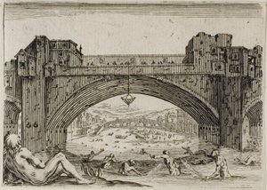A firenzei Pont Vecchio, a Caprices-ből alkotó: Jacques Callot