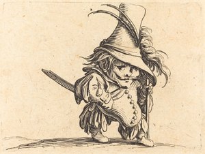 A pocakos férfi magas kalappal alkotó: Jacques Callot