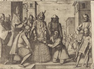 A királynő letette az első követ a klarisszák templomába Spanyolországban [verso] alkotó: Jacques Callot