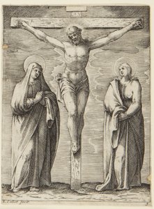 A Szűz és Szent János a kereszt lábánál alkotó: Jacques Callot