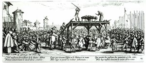 A kerék, 14. tábla a "A háború nyomorúságai és szerencsétlenségei"-ből, metszett: Israel Henriet (kb. 1590-1661) 1633 alkotó: Jacques Callot