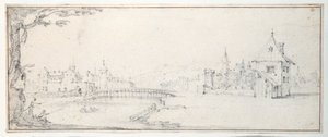 A Gaucheu hídja Epinalnál (fekete kréta papíron) alkotó: Jacques Callot