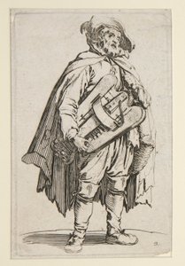 A rohanós játékos a The Beggars-ből (Le Joueur de Vielle) alkotó: Jacques Callot