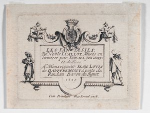 A Les Fantaisies ... címlapja (metszet) alkotó: Jacques Callot
