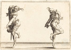 Két pantaloon táncol, c. 1622. alkotó: Jacques Callot