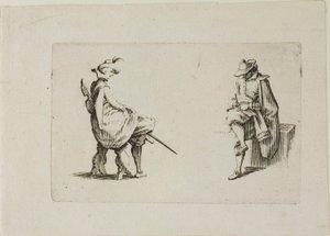 Két ülő férfi, a Caprices-ból alkotó: Jacques Callot