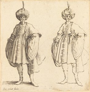 Két turbánba öltözött török, tollal. alkotó: Jacques Callot