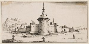 Erődített falu látképe alkotó: Jacques Callot