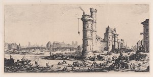 A Pont-Neuf látképe, a „Les Deux Grandes Vues de Paris” című műből alkotó: Jacques Callot