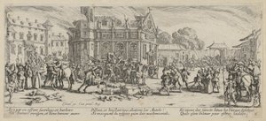 Egy kolostor lerombolása, a „A háború borzalmai” sorozat 6. lapja alkotó: Jacques Callot