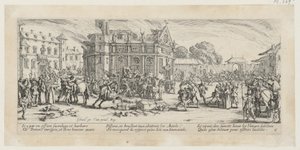 Egy kolostor pusztulása, a „Háború borzalmai” sorozat 6. lapja alkotó: Jacques Callot