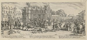 Egy kolostor lerombolása, a „Háború borzalmai” sorozat 6. lapja alkotó: Jacques Callot