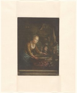 Fiatal nő aprítás hagymát alkotó: Jacques Fabien Gautier Dagoty (attributed to)
