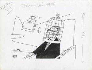 Le Figaro, fekete-fehér szatíra alkotó: Jacques Faizant