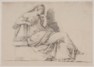 Allegória. Gyászoló női alak alkotó: Jacques Francois Joseph Saly