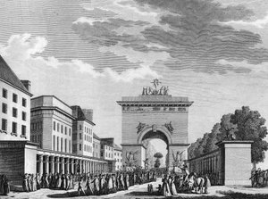 Francia forradalom: Az 1791. szeptember 3-i alkotmány elfogadása. Berthaut metszete Swebach nyomán. Párizs, a Forradalomtörténeti Intézet könyvtára alkotó: Jacques Francois Joseph Swebach