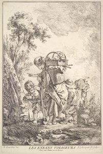 Utazó gyerekek, a 18. század közepe-vége. alkotó: Jacques Gabriel Huquier
