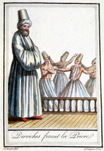 Imádkozó dervisek (örvénylő dervisek) – Grasset Saint Sauveur „” Encyclopédie des voyages” című kötetében, szerk. Párizs 1796 alkotó: Jacques Grasset de Saint Sauveur