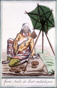 Sivatagi arab nő kenyeret árul – Grasset St Sauveur „” Utazások enciklopédiájában”, szerk. 1796 alkotó: Jacques Grasset de Saint Sauveur