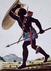 Juida harcos, Afrika, metszet az Encyclopedia of Voyagesből
