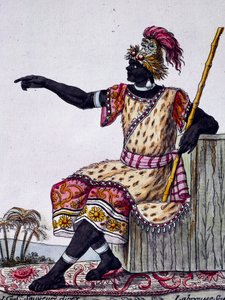 Loango királya, színes metszet Labrousse rajzából (aktív 1796), az Encyclopedia of voyagesből, Jacques Grasset de Saint-Sauveur (1757-1810) alkotó: Jacques Grasset de Saint Sauveur