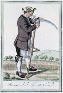 A Fekete-erdő embere, hamisítványát élezi az aratáshoz - Grasset St Sauveur „” Utak enciklopédiája”” című könyvében, szerk. Deroy, Párizs alkotó: Jacques Grasset de Saint Sauveur
