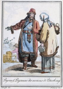 Paraszt és pétervári paraszt - Grasset St Sauveur „” Utazási enciklopédiájában”, szerk. 1796 alkotó: Jacques Grasset de Saint Sauveur