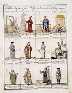 A világ fő vallásainak táblázata (színes litó)