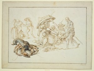 Homár és két boszorkány, 1602 körül (toll és akvarell papíron) alkotó: Jacques II de Gheyn