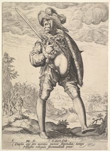 Katona, széles karddal és pajzzsal felszerelve, a Tisztek és katonák könyvéből, 1587.
