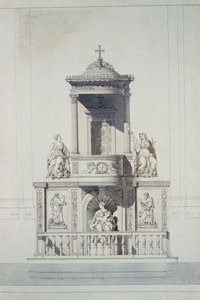 Tervezés szószékhez, 1825 körül (toll, tinta és WC papíron)