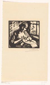 Gyermeket szoptató nő alkotó: Jacques Jeichienus Ottens (signed by artist)