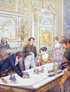Napóleon (1769-1821) és felesége, Josephine (1763-1814) a koronázás előkészületein, illusztráció G. Montorgueil "Bonaparte" című művéből, 1910. alkotó: Jacques Marie Gaston Onfray de Breville (Job)