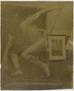 Tanulmány egy férfi meztelen modellről, aki masnival a kezében kuporog Jacques de Lalaing stúdiójában alkotó: Jacques Lalaing (attributed to)