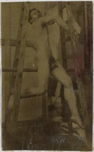 Egy férfi meztelen modell tanulmányozása Jacques de Lalaing stúdiójában