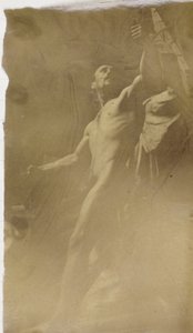 Egy állványban álló férfi akt modell tanulmányozása alulról Jacques de Lalaing stúdiójában alkotó: Jacques Lalaing (attributed to)