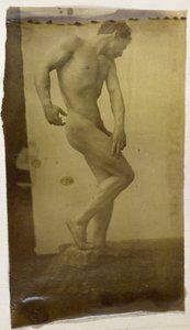 Egy férfi meztelen modell tanulmányozása, álló és oldalról nézve, Jacques de Lalaing stúdiójában