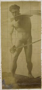 Egy férfi aktmodell tanulmányozása, karddal és pajzzsal a kezében, Jacques de Lalaing stúdiójában alkotó: Jacques Lalaing (attributed to)