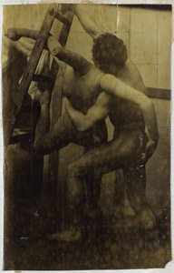 Tanulmány egy férfi meztelen modellről, aki egy babával birkózik Jacques de Lalaing stúdiójában alkotó: Jacques Lalaing (attributed to)