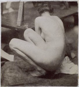 Egy női akt modell tanulmányozása hátulról Jacques de Lalaing műtermében, előtanulmány a Musee des Beaux arts, Tournai szökőkút eleméhez és egy kör alakú szökőkúthoz alkotó: Jacques Lalaing (attributed to)