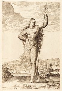 Egy fiatal piktű nő, c1585 (bw metszet)