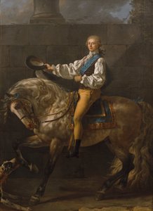 Stanisław Kostka Potocki lovas portréja alkotó: Jacques Louis David