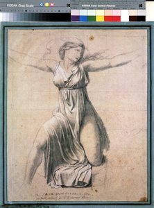 Hersilia (Hersilie)"": az egyik szabin ábrázolása, aki beavatkozik Romulus és Tatius, a szabinok királya közé. Tanulmány a "Les sabines" festményhez Jacques Louis David rajza (1748-1825) 1795-1798 Moszkva. Puskin Szépművészeti Múzeum alkotó: Jacques Louis David