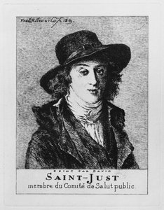 Louis Antoine Leon de Saint-Just, metszett Frederic Desire Hillemacher (1811-86) 1869 alkotó: Jacques Louis David