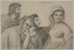 Phryné a bírák előtt, 1816-1820 körül (fekete kréta, vászonpapír) alkotó: Jacques Louis David