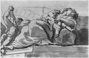 Pestis epizód (toll és indiai tintamosás papíron) alkotó: Jacques Louis David