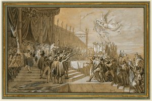 A hadsereg által a császárnak mondott prédikáció az osztogatás után ... alkotó: Jacques Louis David
