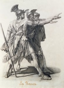 A Horatiusok esküje, a Horatiusok részlete (ceruza) alkotó: Jacques Louis David