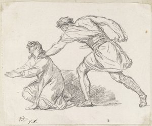 Harcos megragad egy térdelő figurát alkotó: Jacques Louis David